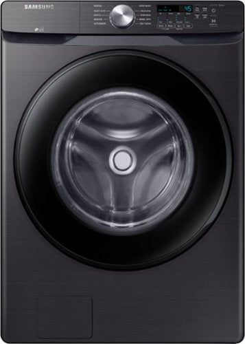 Samsung - Open Box 4.5 Cu. Ft. High Efficiency Stackable Front Load Washer with Steam and Vibration Reduction Technology+ - Black Stainless Steel
