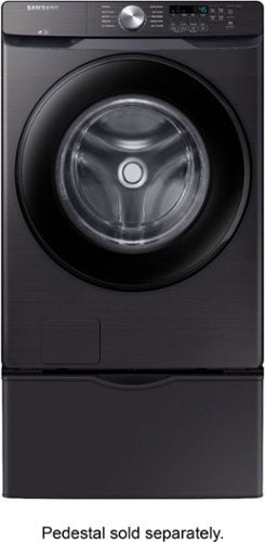 Samsung - Open Box 4.5 Cu. Ft. High Efficiency Stackable Front Load Washer with Steam and Vibration Reduction Technology+ - Black Stainless Steel