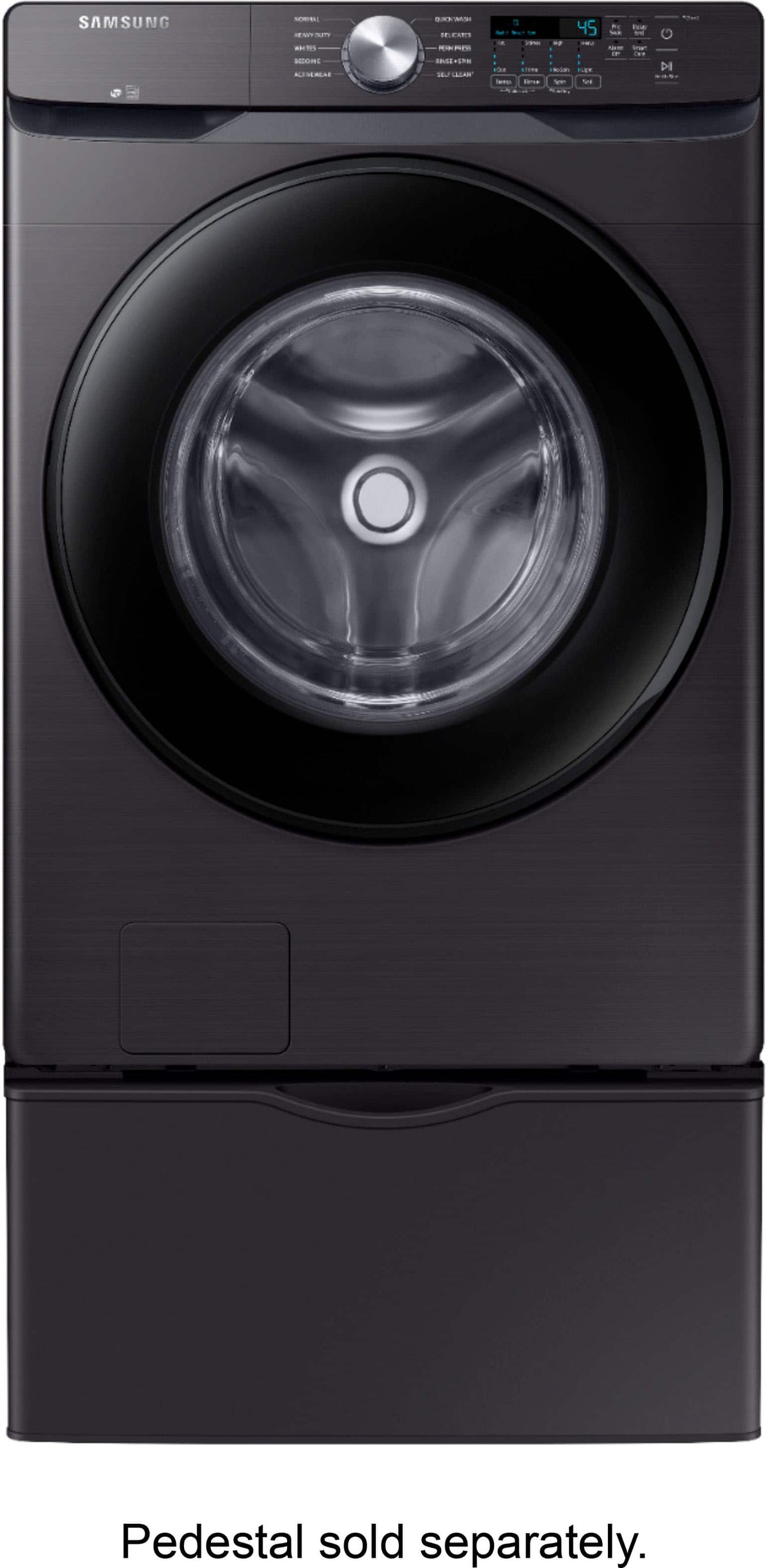 Samsung - Open Box 4.5 Cu. Ft. High Efficiency Stackable Front Load Washer with Steam and Vibration Reduction Technology+ - Black Stainless Steel