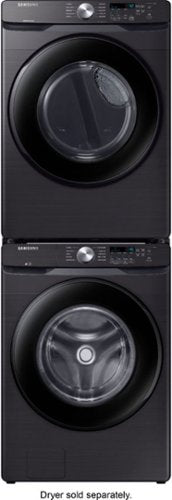 Samsung - Open Box 4.5 Cu. Ft. High Efficiency Stackable Front Load Washer with Steam and Vibration Reduction Technology+ - Black Stainless Steel
