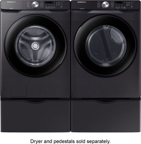 Samsung - Open Box 4.5 Cu. Ft. High Efficiency Stackable Front Load Washer with Steam and Vibration Reduction Technology+ - Black Stainless Steel