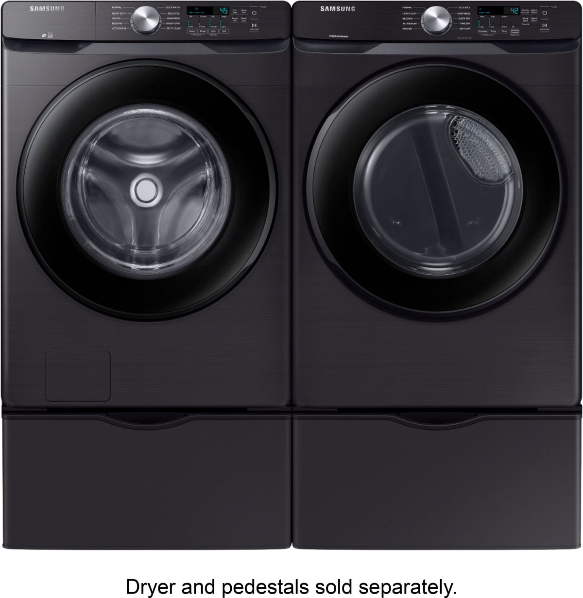 Samsung - Open Box 4.5 Cu. Ft. High Efficiency Stackable Front Load Washer with Steam and Vibration Reduction Technology+ - Black Stainless Steel