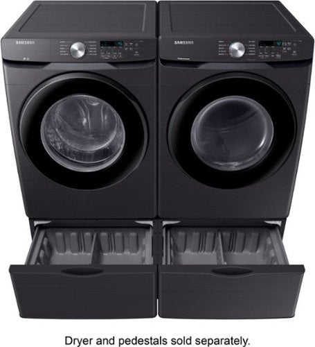 Samsung - Open Box 4.5 Cu. Ft. High Efficiency Stackable Front Load Washer with Steam and Vibration Reduction Technology+ - Black Stainless Steel