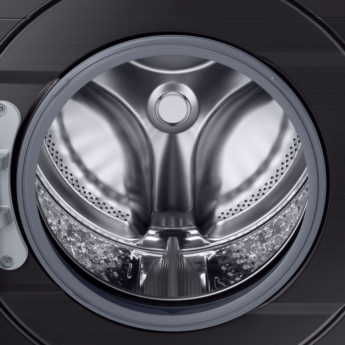 Samsung - Open Box 4.5 Cu. Ft. High Efficiency Stackable Front Load Washer with Steam and Vibration Reduction Technology+ - Black Stainless Steel