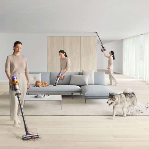 Dyson - V15 Detect Extra Cordless Vacuum with 10 accessories - Yellow/Nickel