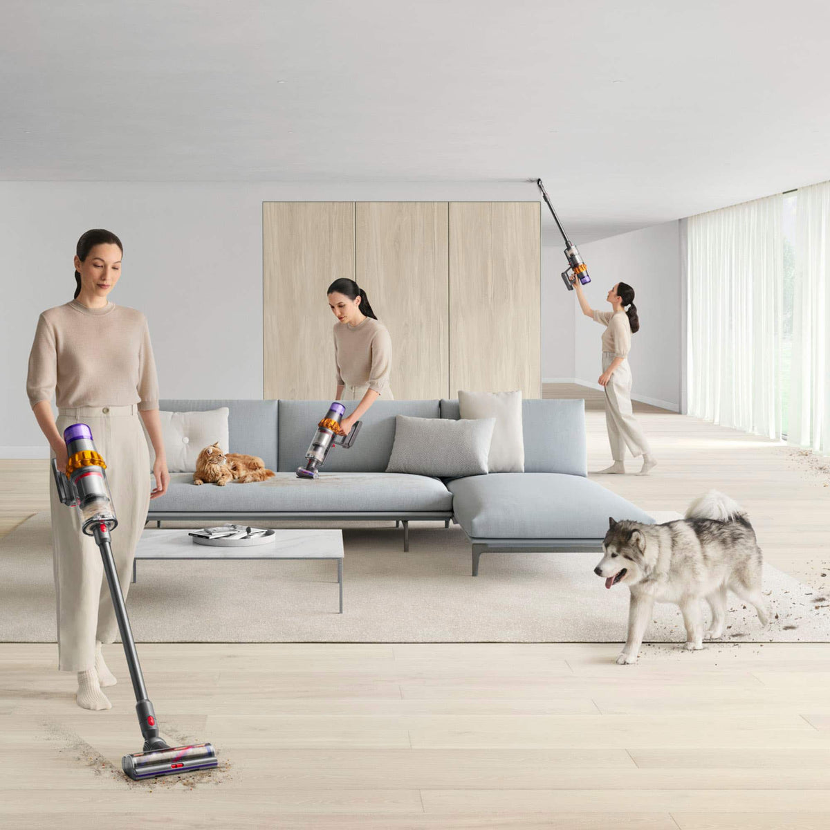 Dyson - V15 Detect Extra Cordless Vacuum with 10 accessories - Yellow/Nickel