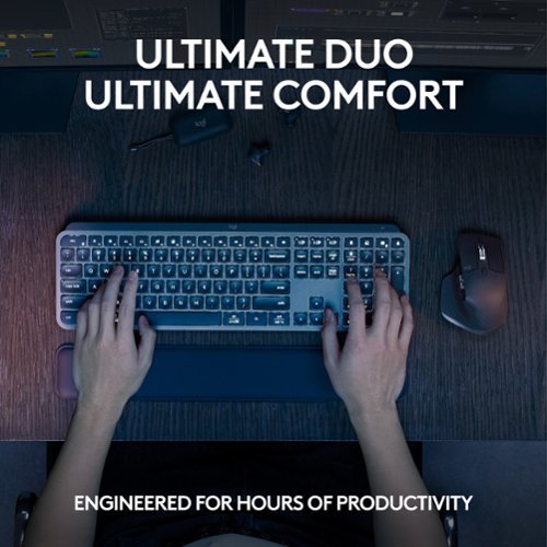 Logitech - MX Keys S Combo Advanced Full-size Wireless Scissor Keyboard and Mouse Bundle with Palm-rest - Black
