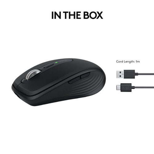 Logitech - MX Anywhere 3S Wireless Bluetooth Optical Fast Scrolling Mouse with Programmable Buttons - Wireless - Black