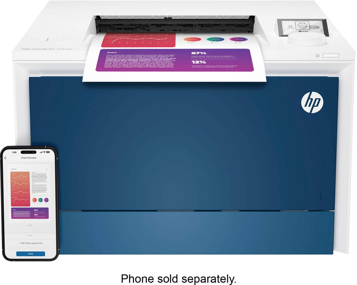 HP - LaserJet Pro 4201dw Wireless Color Laser Printer - White/Blue