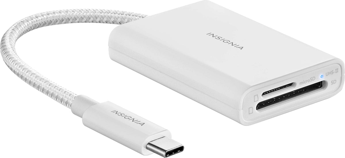 Insignia™ - USB-C-to-SD/microSD Dual-Slot Card Reader - White