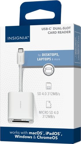 Insignia™ - USB-C-to-SD/microSD Dual-Slot Card Reader - White