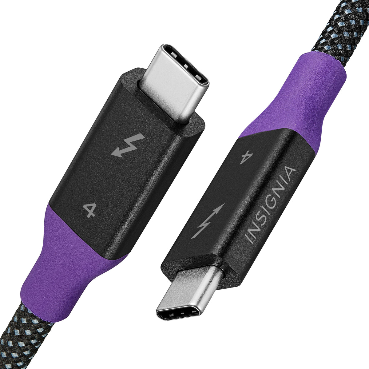 Insignia™ - 3.28ft (1m) Thunderbolt 4 cable, USB-C to USB-C Cable Supports 8K Display / 40Gbps Data Transfer / 240W Power Delivery - Black/Gray