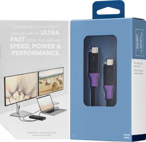 Insignia™ - 3.28ft (1m) Thunderbolt 4 cable, USB-C to USB-C Cable Supports 8K Display / 40Gbps Data Transfer / 240W Power Delivery - Black/Gray
