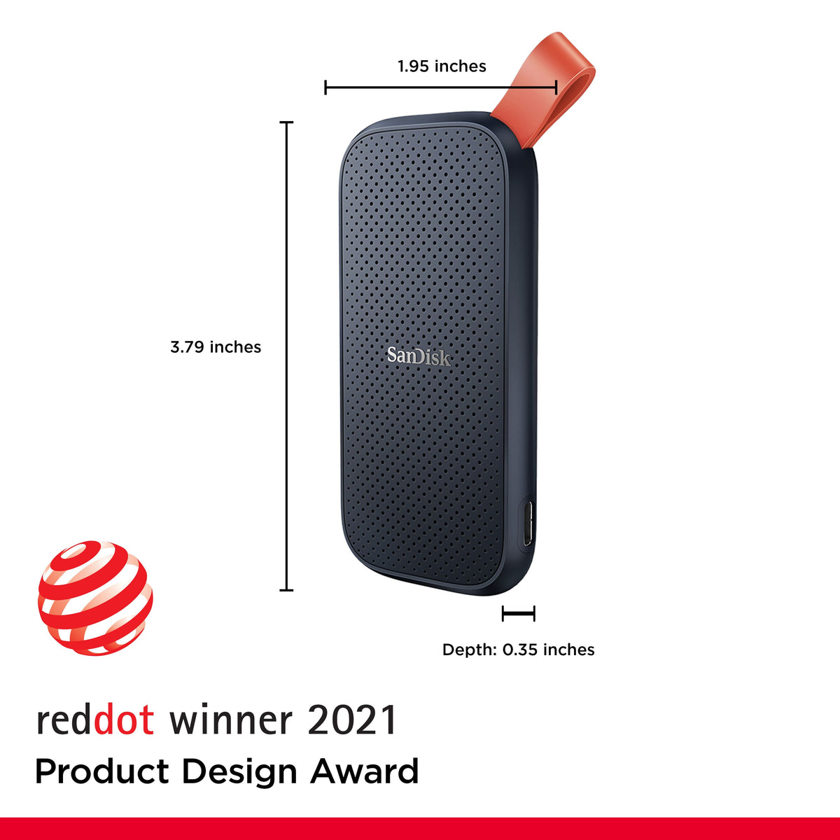 SANDISK - 2TB External USB 3.2 Gen 2 Type C Portable SSD - Black