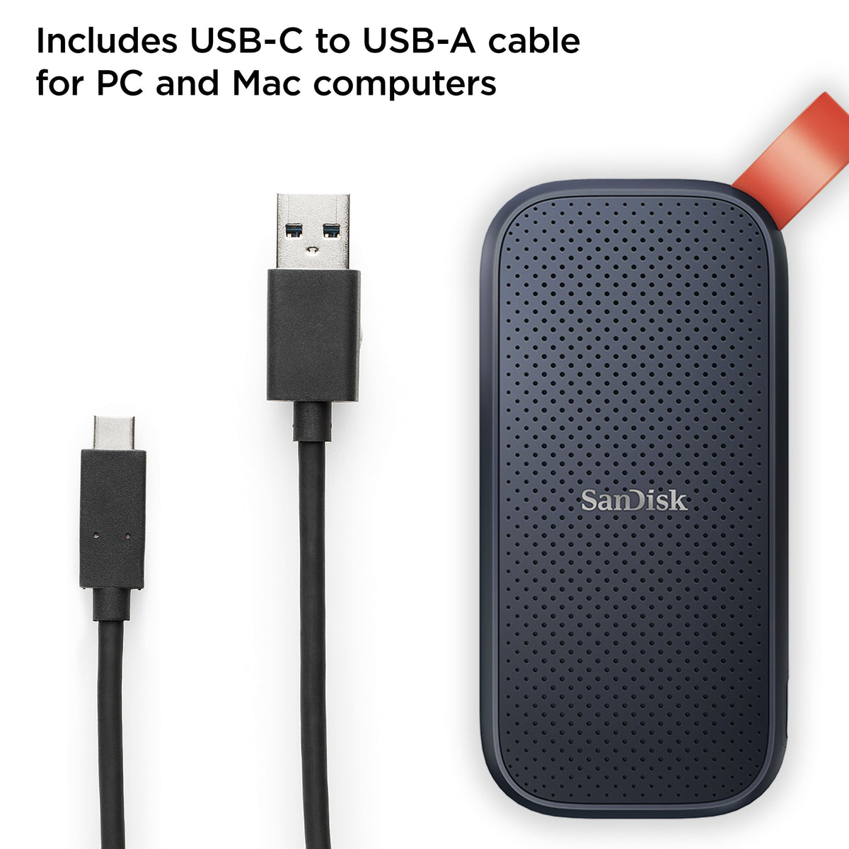 SANDISK - 2TB External USB 3.2 Gen 2 Type C Portable SSD - Black