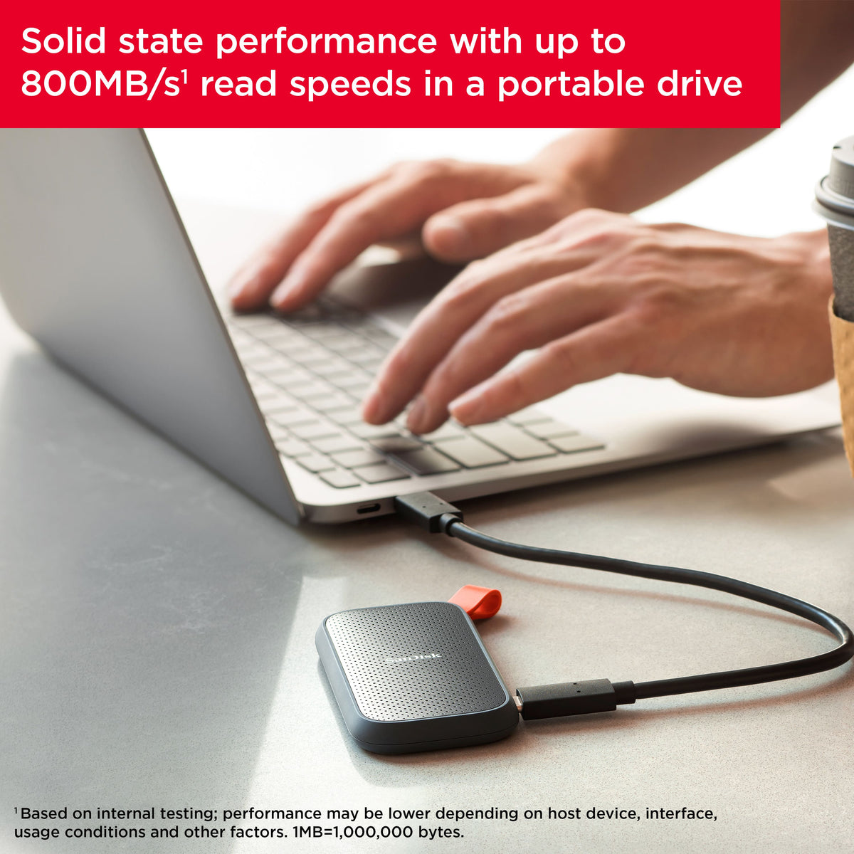 SANDISK - 2TB External USB 3.2 Gen 2 Type C Portable SSD - Black