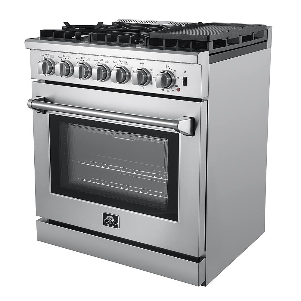 Forno Appliances - 30 in. Wide 5 Elements Lazio Alta Qualita 4.62 Cu. Ft. Freestanding Dual Fuel Range with Convection Oven - Stainless Steel