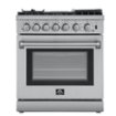Forno Appliances - 30 in. Wide 5 Elements Lazio Alta Qualita 4.62 Cu. Ft. Freestanding Dual Fuel Range with Convection Oven - Stainless Steel