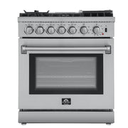 Forno Appliances - 30 in. Wide 5 Elements Lazio Alta Qualita 4.62 Cu. Ft. Freestanding Dual Fuel Range with Convection Oven - Stainless Steel