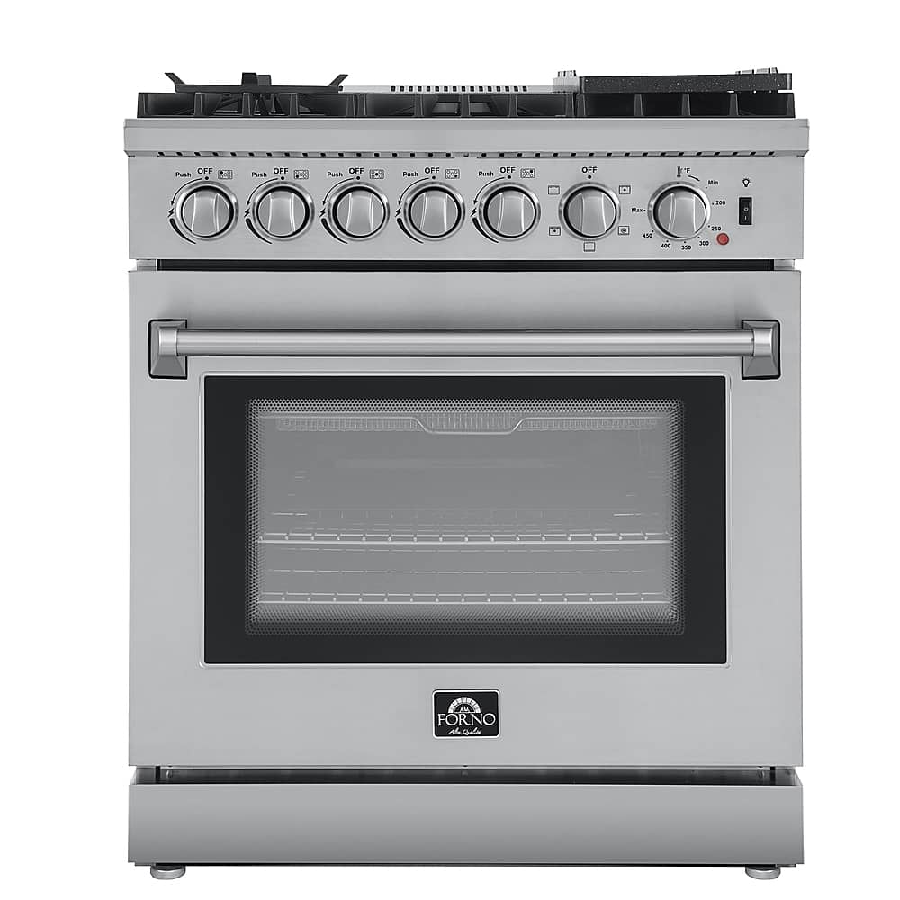Forno Appliances - 30 in. Wide 5 Elements Lazio Alta Qualita 4.62 Cu. Ft. Freestanding Dual Fuel Range with Convection Oven - Stainless Steel