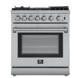 Forno Appliances - 30 in. Wide 5 Elements Lazio Alta Qualita 4.62 Cu. Ft. Freestanding Dual Fuel Range with Convection Oven - Stainless Steel