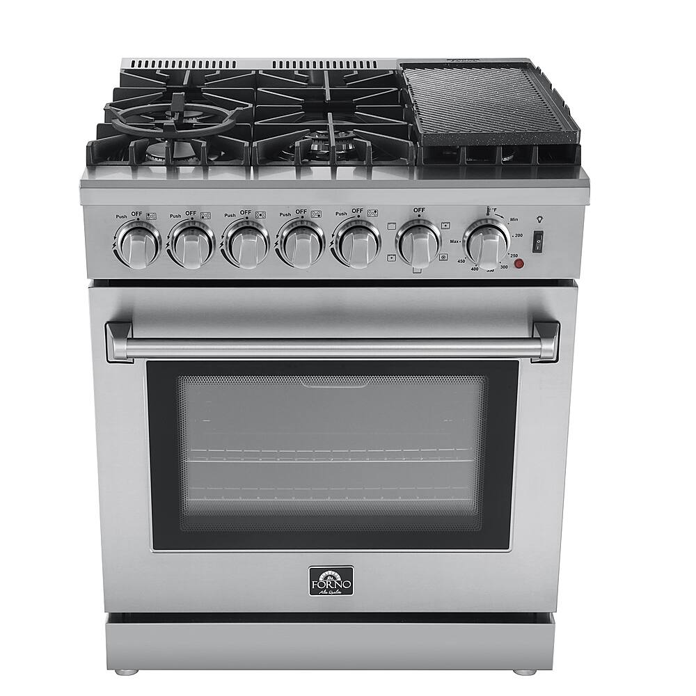 Forno Appliances - 30 in. Wide 5 Elements Lazio Alta Qualita 4.62 Cu. Ft. Freestanding Dual Fuel Range with Convection Oven - Stainless Steel