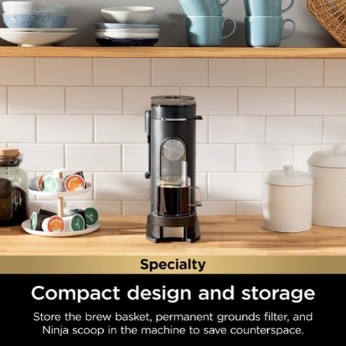 Ninja - Pods & Grounds Specialty Single-Serve Iced Coffee Maker, K-Cup Pod Compatible with Foldaway Milk Frother - Black