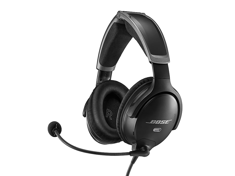 Bose - A30 Bluetooth Noise Cancelling Over-the-Ear Aviation Headset with Dual Plug - Black