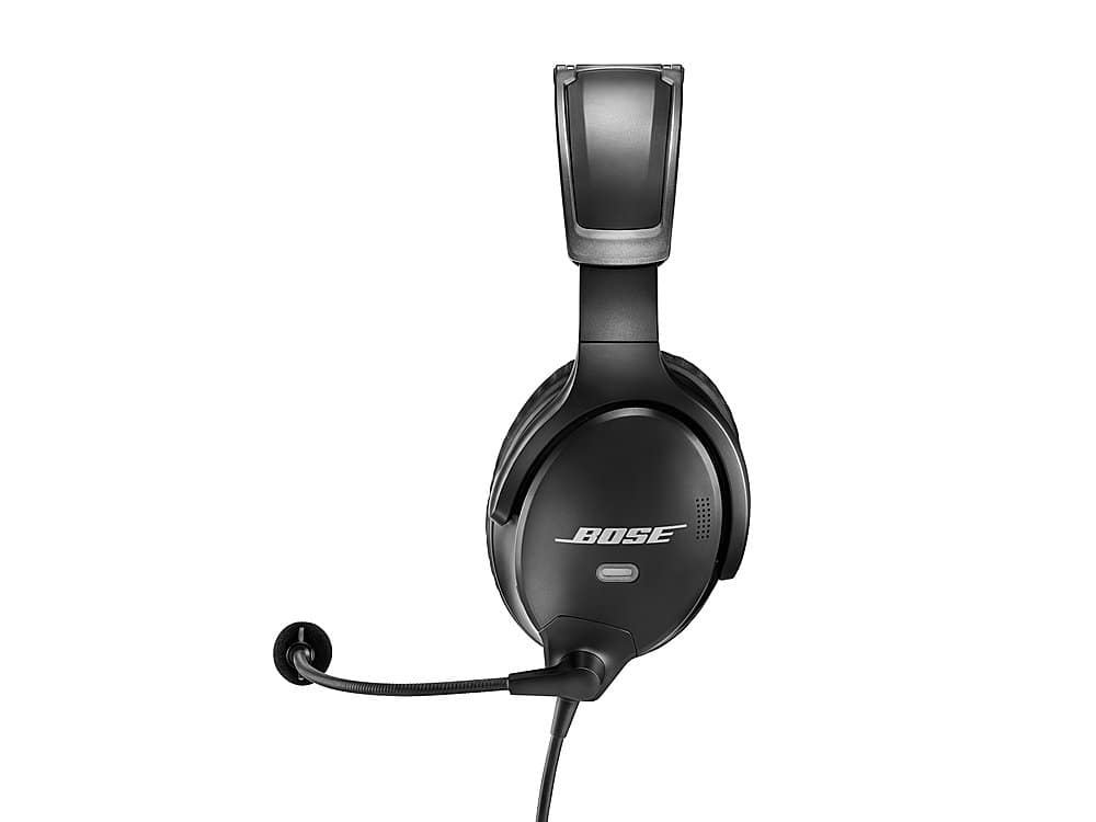 Bose - A30 Bluetooth Noise Cancelling Over-the-Ear Aviation Headset with Dual Plug - Black