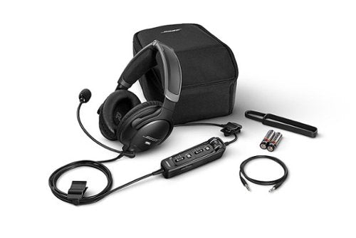 Bose - A30 Bluetooth Noise Cancelling Over-the-Ear Aviation Headset with Dual Plug - Black