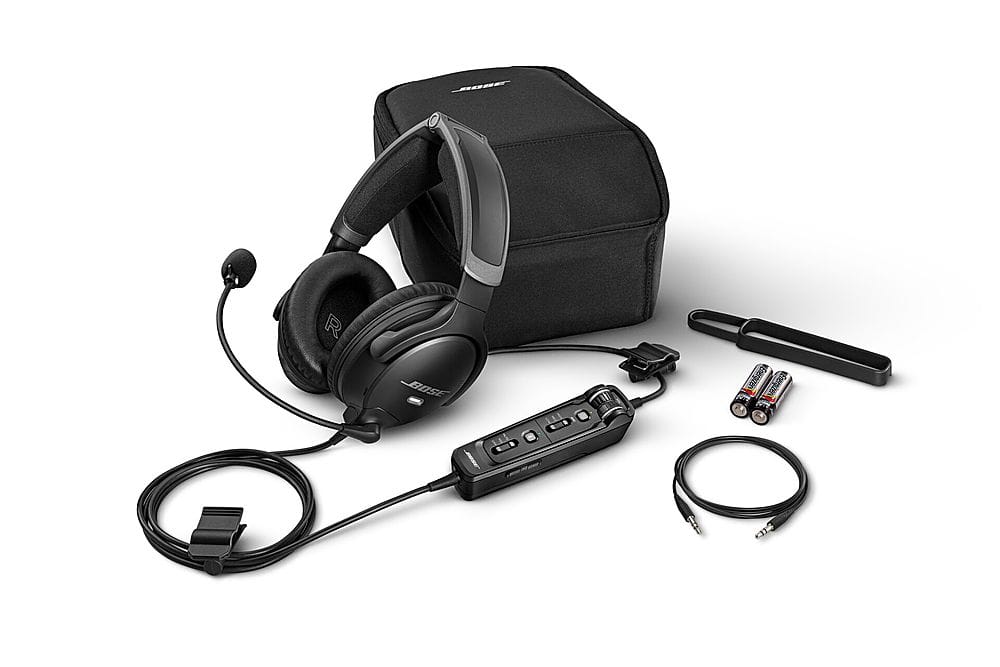 Bose - A30 Bluetooth Noise Cancelling Over-the-Ear Aviation Headset with 5-pin XLR Plug - Black