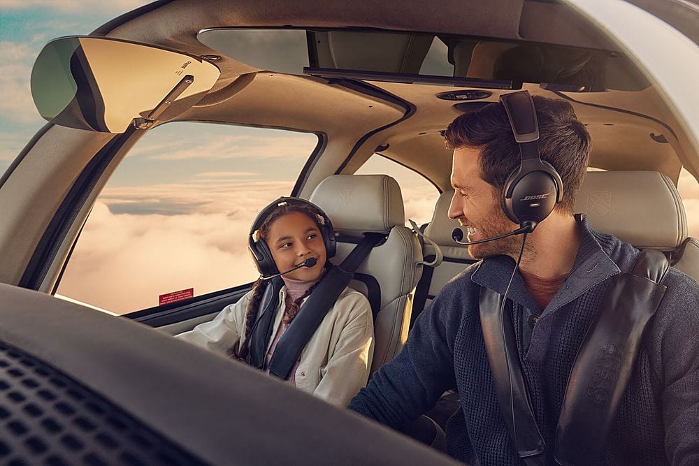 Bose - A30 Bluetooth Noise Cancelling Over-the-Ear Aviation Headset with 5-pin XLR Plug - Black