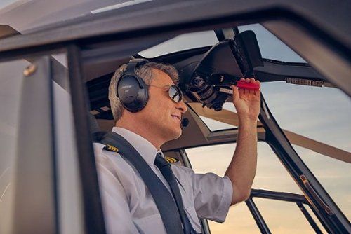 Bose - A30 Bluetooth Noise Cancelling Over-the-Ear Aviation Headset with Dual Plug - Black
