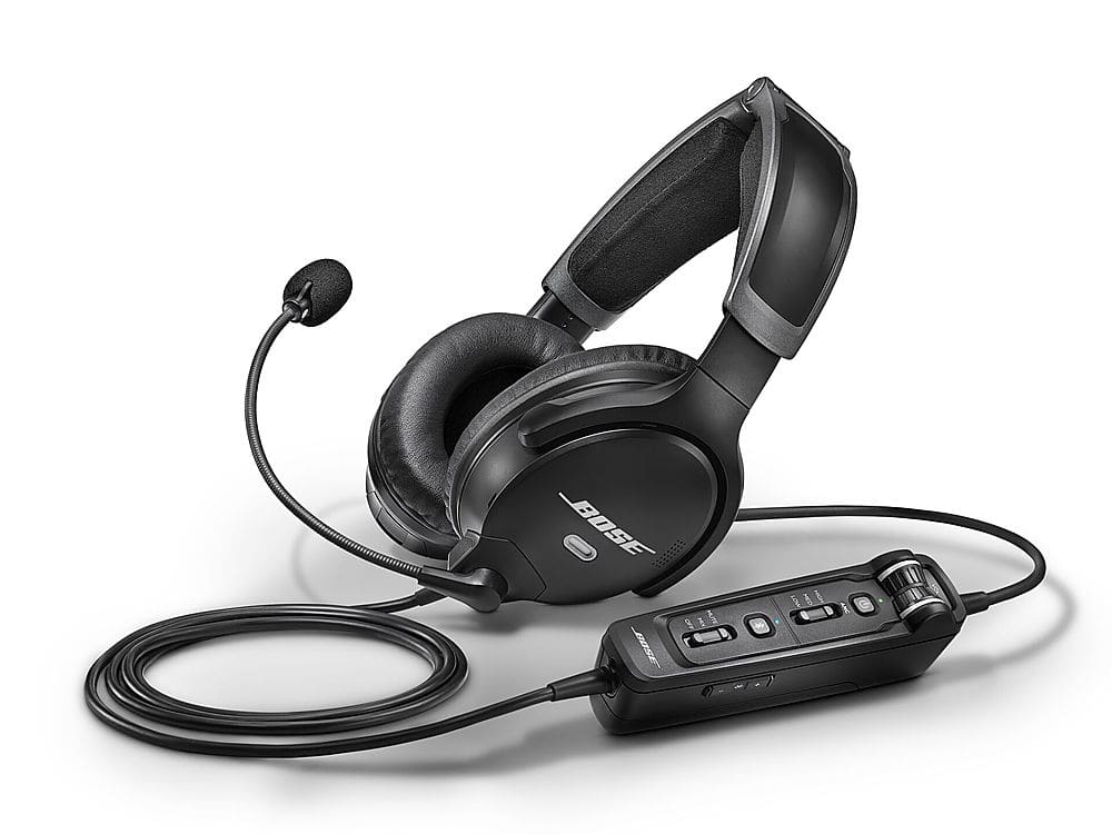 Bose - A30 Bluetooth Noise Cancelling Over-the-Ear Aviation Headset with Dual Plug - Black
