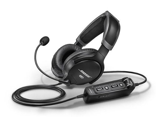 Bose - A30 Bluetooth Noise Cancelling Over-the-Ear Aviation Headset with 5-pin XLR Plug - Black