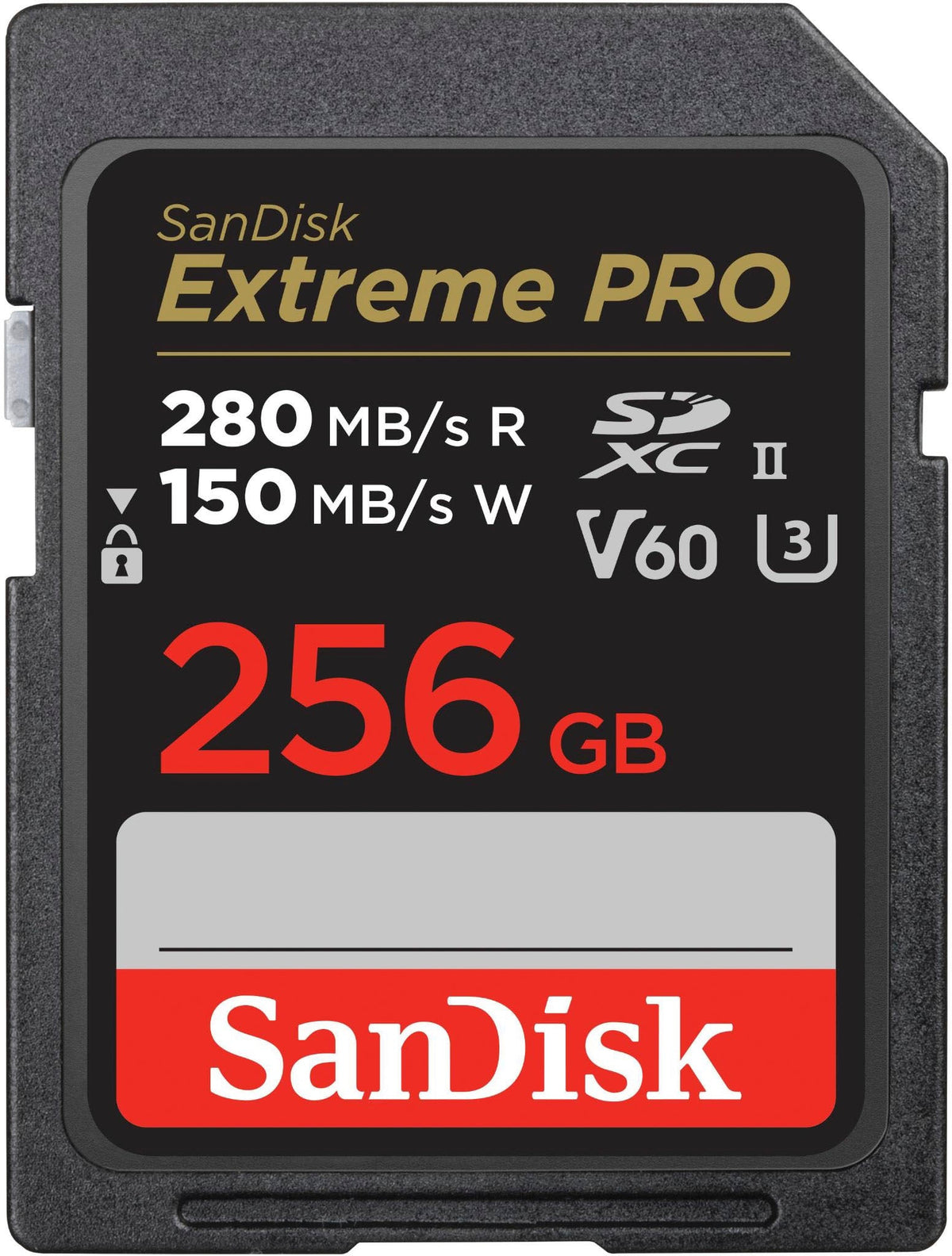 SANDISK - 256GB Extreme PRO SDXC UHS-II V60 Memory Card, R/W up to 280/150MB/s