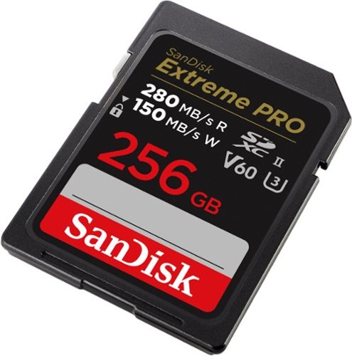 SANDISK - 256GB Extreme PRO SDXC UHS-II V60 Memory Card, R/W up to 280/150MB/s