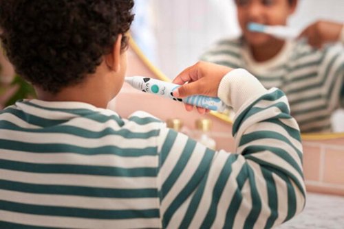 Philips Sonicare - Sonicare for Kids Design a Pet Edition Electric Toothbrush - White With Aqua Blue Button