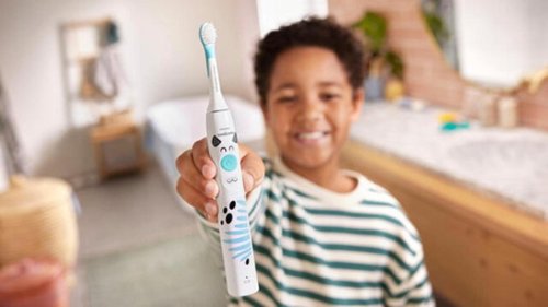 Philips Sonicare - Sonicare for Kids Design a Pet Edition Electric Toothbrush - White With Aqua Blue Button