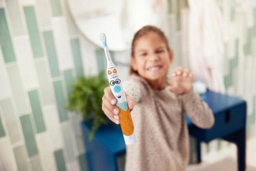 Philips Sonicare - Sonicare for Kids Design a Pet Edition Electric Toothbrush - White With Aqua Blue Button