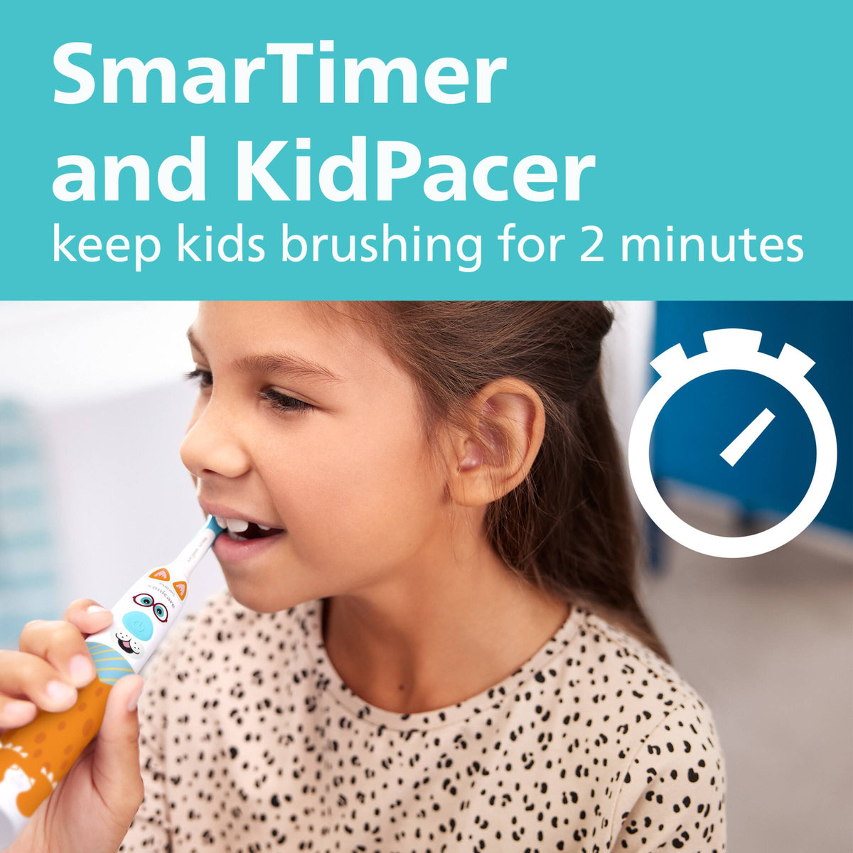 Philips Sonicare - Sonicare for Kids Design a Pet Edition Electric Toothbrush - White With Aqua Blue Button