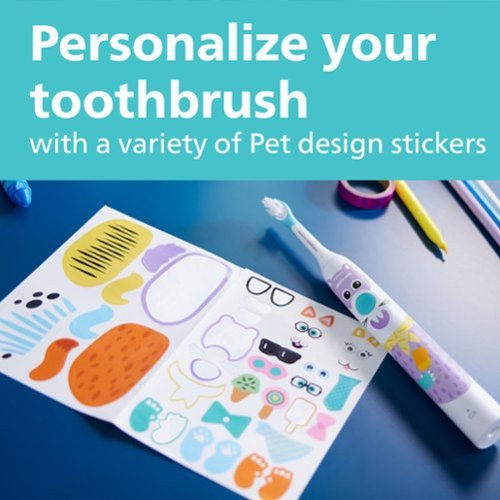 Philips Sonicare - Sonicare for Kids Design a Pet Edition Electric Toothbrush - White With Aqua Blue Button