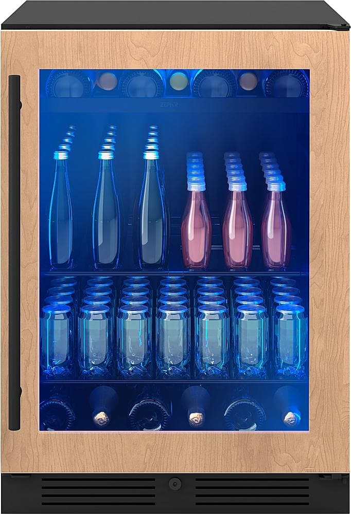 Zephyr - Presrv 24 in. 7-Bottle and 108-Can Single Zone Panel-Ready Beverage Cooler - Custom Panel Ready