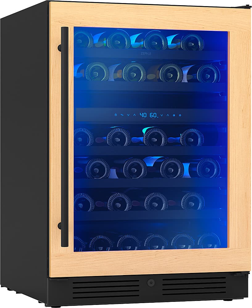 Zephyr - Presrv 24 in. 45-Bottle Built-In or Freestanding Dual Zone Panel-Ready Wine Cooler - Custom Panel Ready