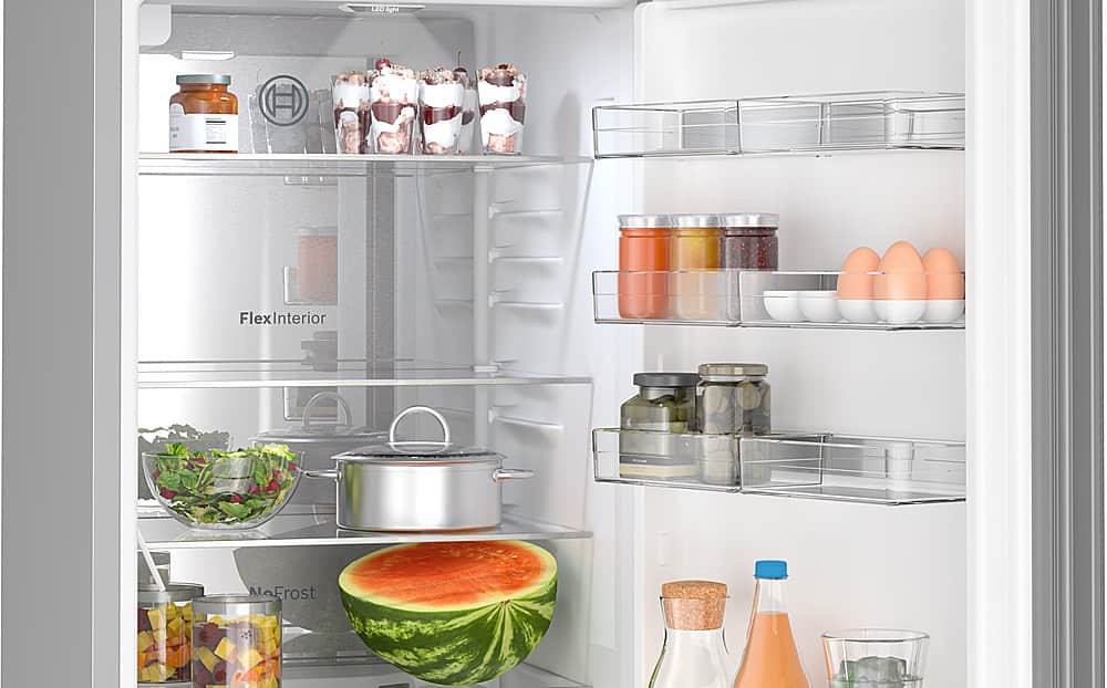 Bosch - 800 Series 24 in. Wide 12.8 Cu. Ft Bottom Freezer Counter-Depth Smart Refrigerator with Internal Ice and Water Dispenser - White