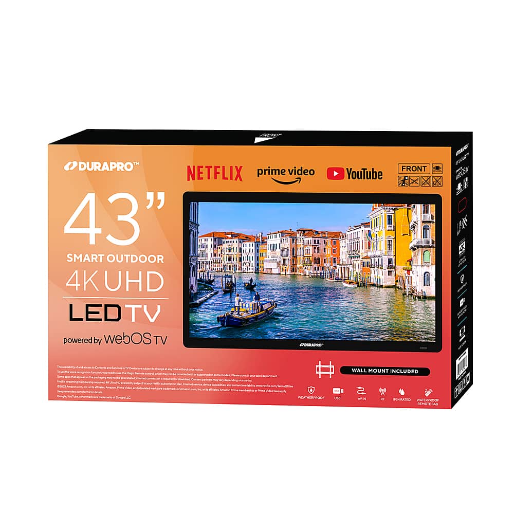 DuraPro - 43" Class Partial Sun Smart Series LED 4K UHD webOS Impact-Resistant Waterproof Smart Outdoor TV with Mount (2025)