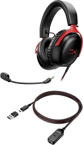 HyperX - Cloud III Wired Gaming Headset for PC, PS5, PS4, Xbox Series X|S, Xbox One, Nintendo Switch, and Mobile - Black/Red
