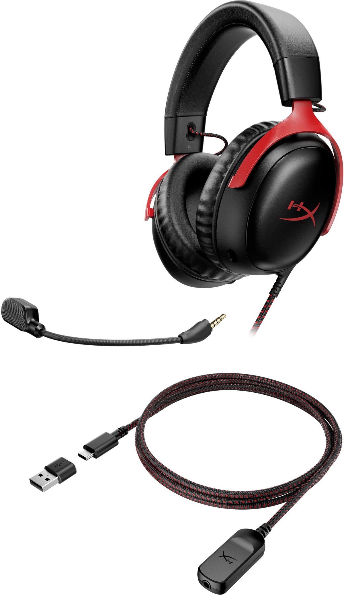 HyperX - Cloud III Wired Gaming Headset for PC, PS5, PS4, Xbox Series X|S, Xbox One, Nintendo Switch, and Mobile - Black/Red