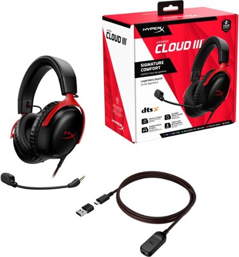 HyperX - Cloud III Wired Gaming Headset for PC, PS5, PS4, Xbox Series X|S, Xbox One, Nintendo Switch, and Mobile - Black/Red