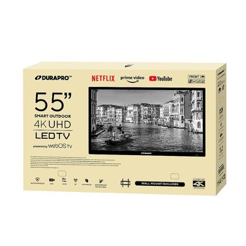 DuraPro - 55" Partial Sun Smart Series 4K UHD webOS Impact-Resistant IP55 Waterproof Smart Outdoor TV with Mount (2025)